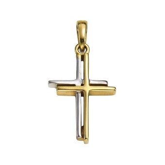 Anhänger 585 Gold Motiv Kreuz zweifarbig 