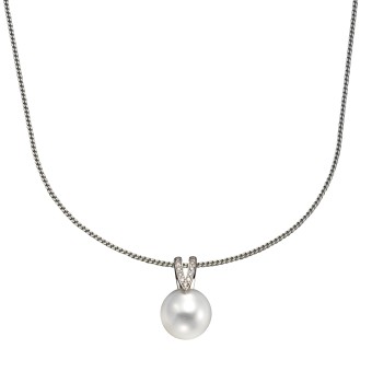 Orolino Anhänger mit Kette 585/- Weißgold Perle Brillanten 