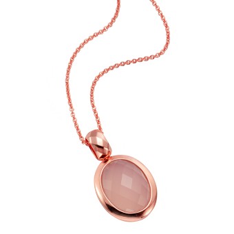 Jamelli Anhänger mit Kette 925 Silber rosé vergoldet mit Chalcedon 