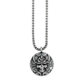 CAI Anhänger mit Kette 925/- Sterling Silber oxidiert Münze 