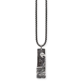 CAI Anhänger mit Kette 925/- Sterling Silber oxidiert Wellen 