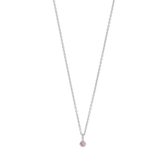 Anhänger mit Kette 925/- Sterling Silber rhodiniert Zirkonia pink 