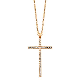 Julie Julsen Anhänger mit Kette 925/- Sterling Silber rotvergoldet mit Anhänger Kreuz 