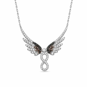 dKeniz Anhänger mit Kette 925/- Sterling Silber Unendlichkeit & Engel Silberkette 