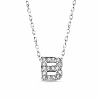 dKeniz Anhänger mit Kette Buchstabe B 925/- Sterling Silber 