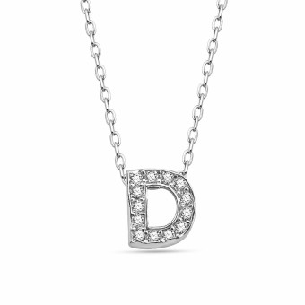 dKeniz Anhänger mit Kette Buchstabe D 925/- Sterling Silber 