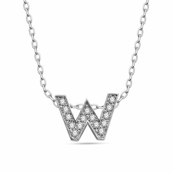 dKeniz Anhänger mit Kette Buchstabe W 925/- Sterling Silber 