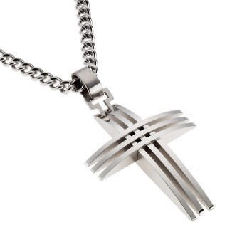 ZEEme Stainless Steel Anhänger mit Kette Edelstahl Kreuz 