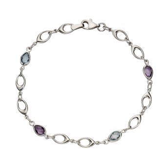 Fascination by Ellen K. Armband 375 Gold mit Blautopas (beh.) und Amethyst 