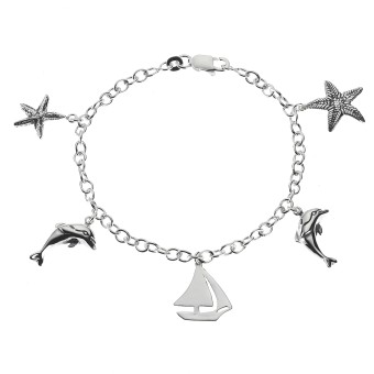 Armband 925 Silber rhodiniert Anker Seestern 