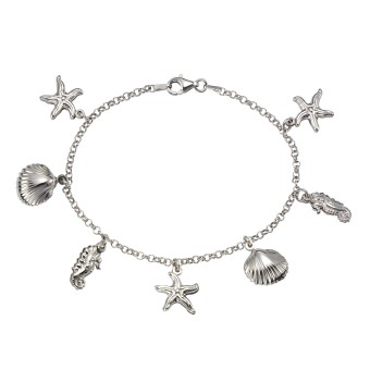 Armband 925 Silber rhodiniert maritime Motive 