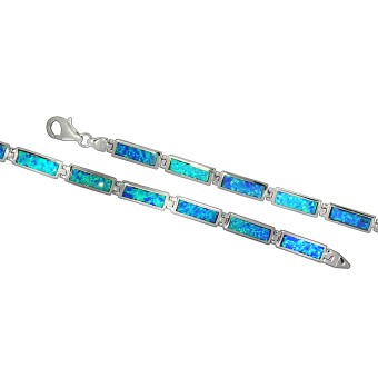 Armband 925/- Sterling Silber Opal blau 