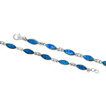 Armband 925/- Sterling Silber Opal blau 