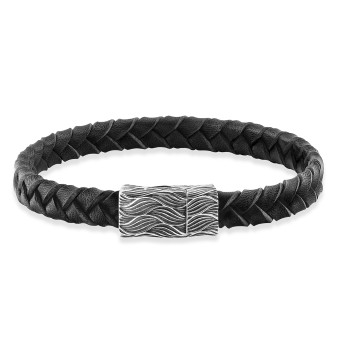 CAI Armband 925/- Sterling Silber oxidiert Lederband 19cm 