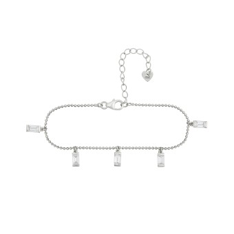 CAI Armband 925/- Sterling Silber rhodiniert Anhänger Zirkonia Baguette 