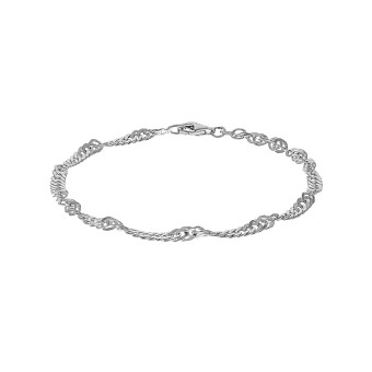 Armband 925/- Sterling Silber weiss Singapurkette 19 cm 