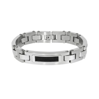 ZEEme Stainless Steel Armband Edelstahl poliert matt zweifarbig Stahlseil 