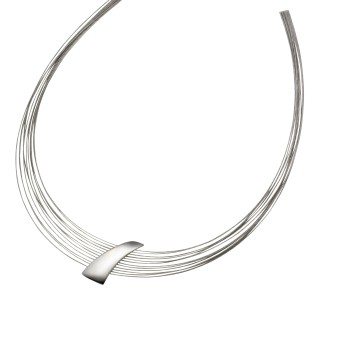 Collier 925/- Sterling Silber rhodiniert + Stahl 