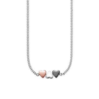 CAI Collier 925/- Sterling Silber tricolor Herz 