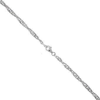 Collier 925/- Sterling Silber weiss Singapurkette 50 cm 