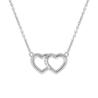 Collier 925/- Sterlingsilber rhodiniert Herz mit Zirkonia 