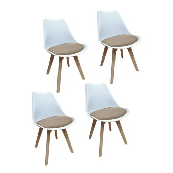 HTI-Living Esszimmerstuhl 4er Set Atlanta Weiß/Beige 