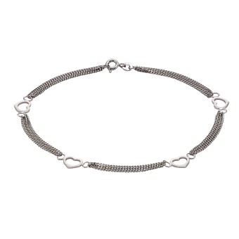 ZEEme Silver Fußkette Silber 925 mit Herz-Motiv 25cm lang 