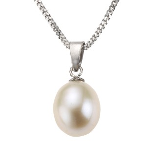 ZEEme Pearls Halskette 925 Sterling Silber Perle weiß 