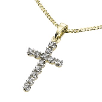 Diamonds by Ellen K. Halskette Gold 585 Kreuz mit 12x Diamant zus. 0,12ct. 