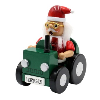 Sigro Holz Räucherfigur mit Traktor Santa 