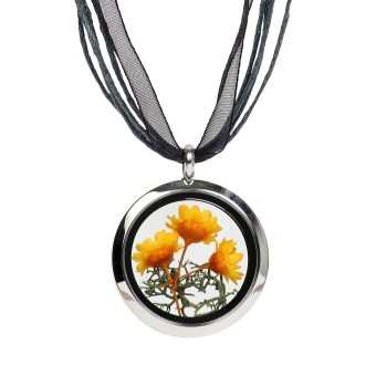 DeMarie Medaillon mit Kette Edelstahl Blume 