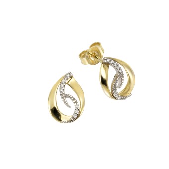 Orolino Ohrringe 585 Gold zweifarbig 16x Brillanten 0,06ct. 