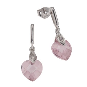 ZEEme Kids Ohrringe 925 Sterling Silber Zirkonia Herz pink 