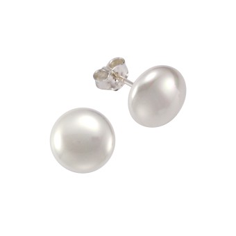 ZEEme Pearls Ohrringe Silber 925 rhodiniert mit weißer Muschelkernperle 