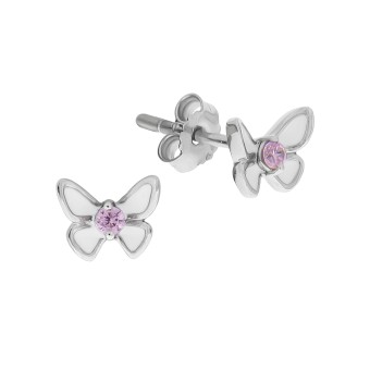 ZEEme Kids Ohrringe Silber 925 Schmetterling Zirkonia pink 