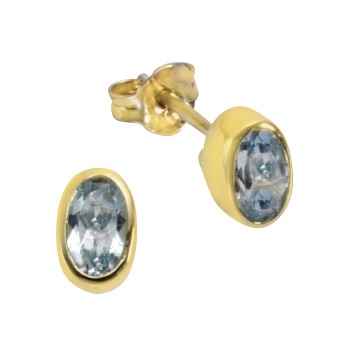 Ohrstecker 585/- Gelbgold Blautopas 