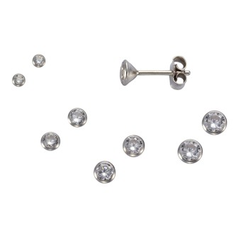 Ohrstecker 925 Silber Set 3 Paar 2mm 