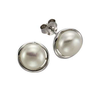 ZEEme Pearls Ohrstecker 925/- Sterling Silber Perle weiß 