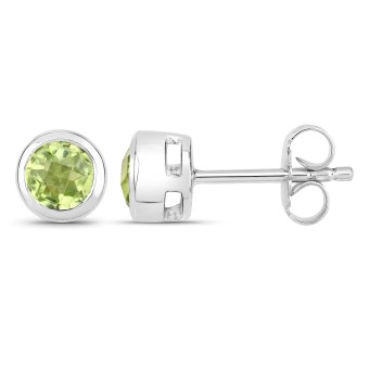 Vira Jewels Ohrstecker 925-Sterling Silber rhodiniert glänzend Peridot grün rund 