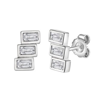 Ohrstecker 925-Sterling Silber rhodiniert Zirkonia 