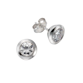 Ohrstecker 925 Sterling Silber Zirkonia rund 