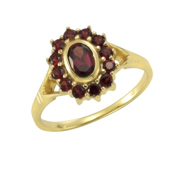 Ring 333/- Gelbgold mit Granat 052 (16,6)