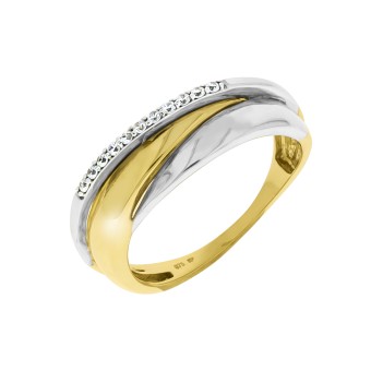 Celesta Gold Ring 375/- Gelbgold/Weißgold Zirkonia 054 (17,2)