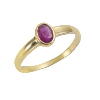 Ring 585/- Gelbgold glanz Rubin 052 (16,6)