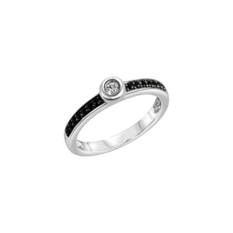 Celesta Ring 925 Silber rhodiniert mit Zirkonia weiß und schwarz 054 (17,2)