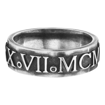 CAI Ring 925/- Sterling Silber matt-oxidiert mit Spinell 060 (19,1)