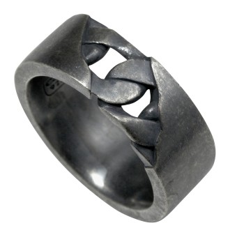 Ring 925/- Sterling Silber matt oxidiert schwarz 058 (18,5)