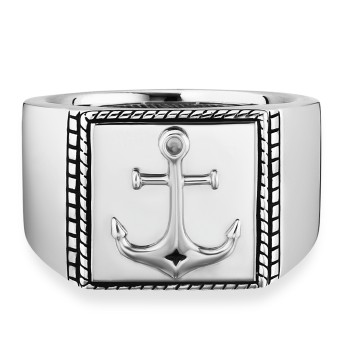 CAI Ring 925/- Sterling Silber rhodiniert Anker 058 (18,5)