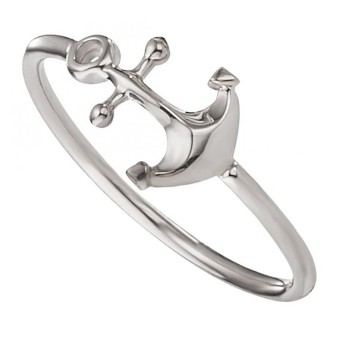 CAI Ring 925/- Sterling Silber rhodiniert Anker 048 (15,3)