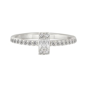 CAI Ring 925 Sterling Silber rhodiniert mit Zirkonia 048 (15,3)